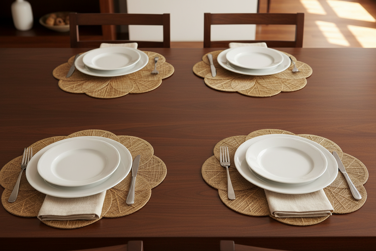 Sinamay Flower Placemat Chestnut - Lifestyle