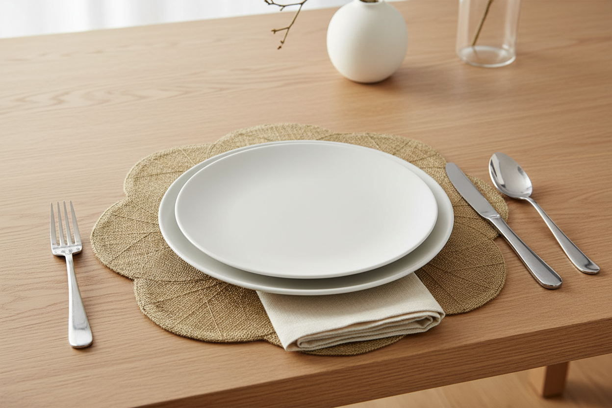 Sinamay Flower Placemat Khaki - Un puesto
