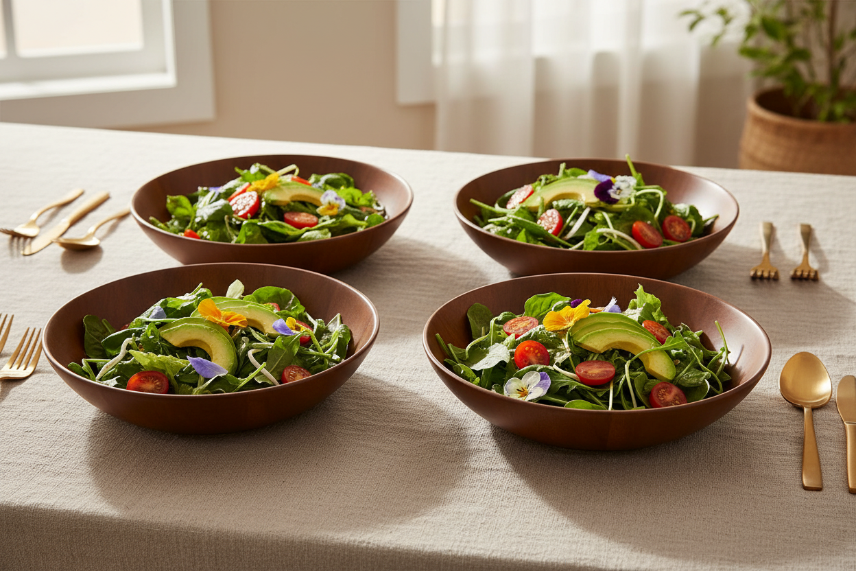 Skye Wood Individual Salad Bowl x4 - Lifestyle