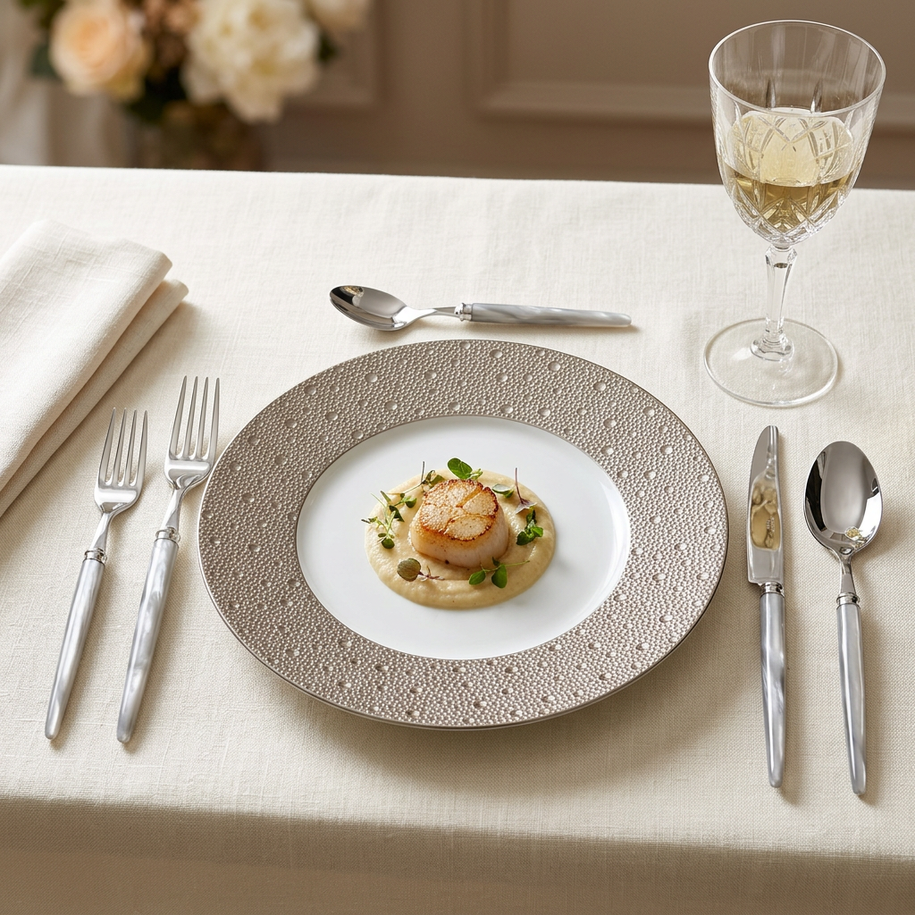 Tang Light Grey con plato Ecume Platine