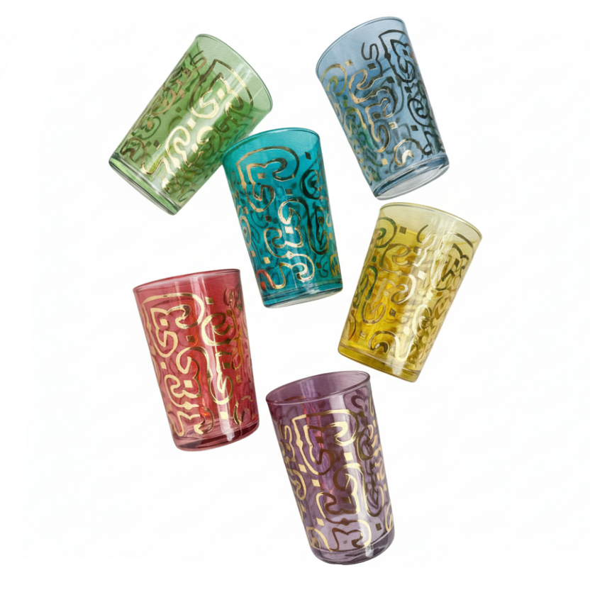 Tea Glasses Assorted Casablanca Gold con fondo blanco
