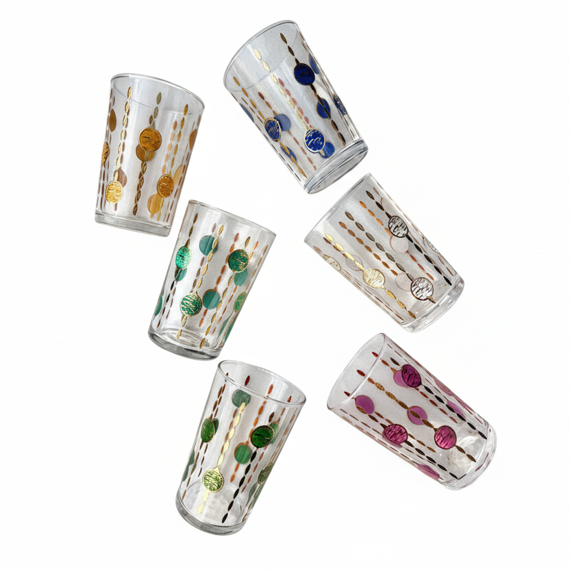 Tea Glasses Assorted Joya Bubbles con fondo blanco
