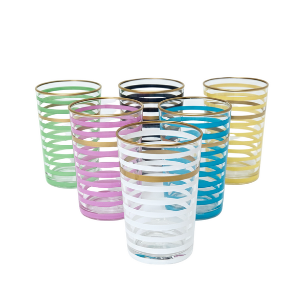 Tea glasses Stripes Colored Gold con fondo blanco