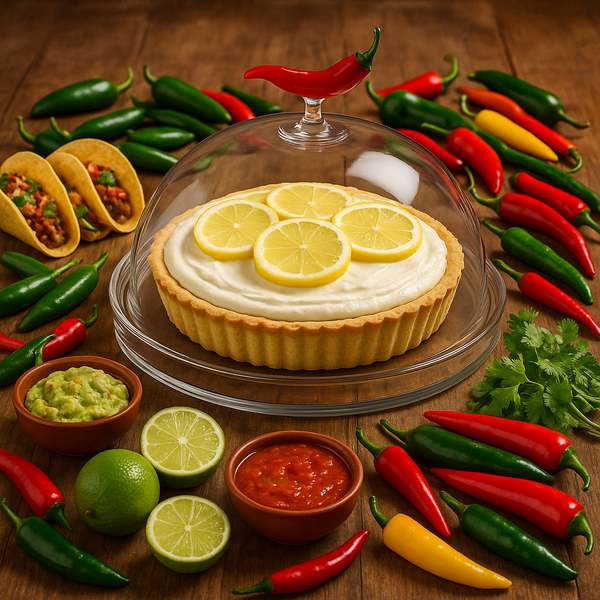 Tortera con pie de limón y chiles mexicanos