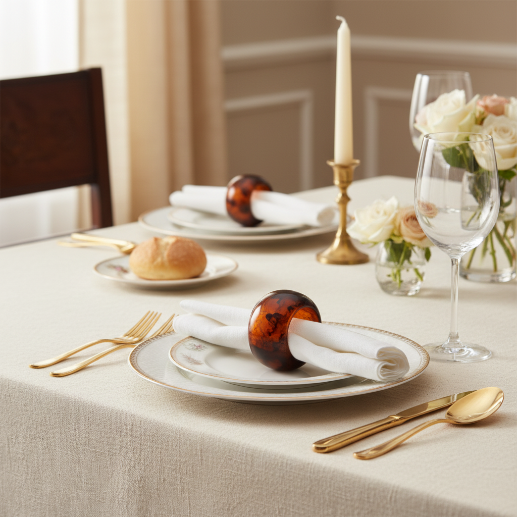 Tortoise Sphere Napkin Ring - Lifestyle