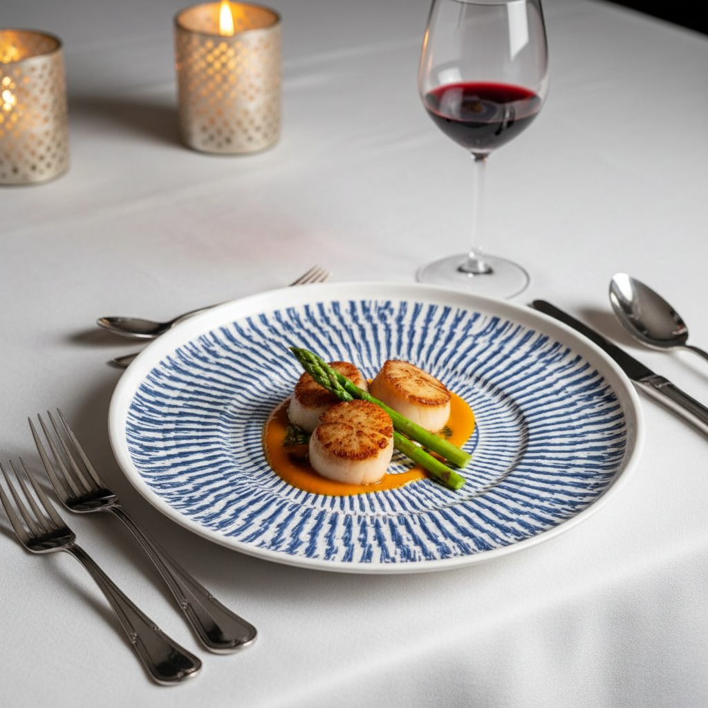 Tribal Blue Dinner Plate - Ambientada