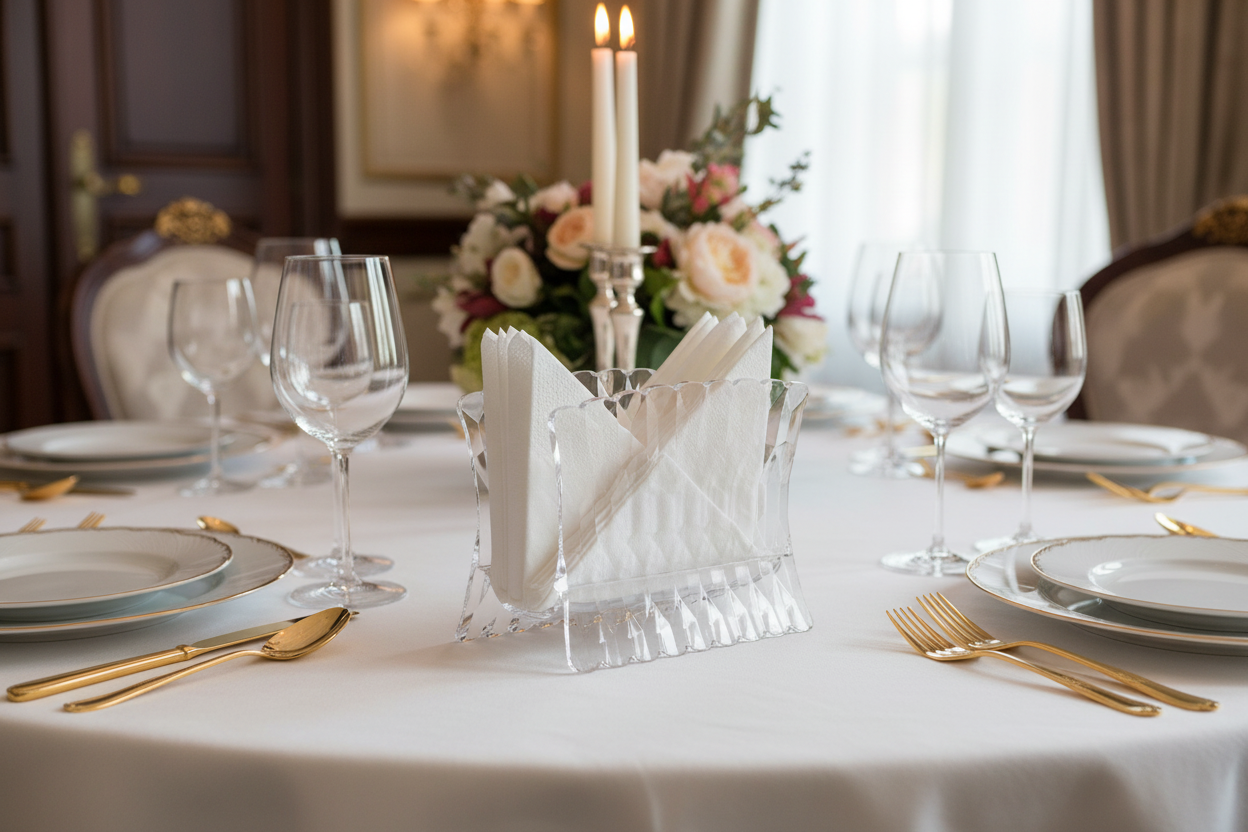 Vanity Napkin Holder Clear - Lifestyle