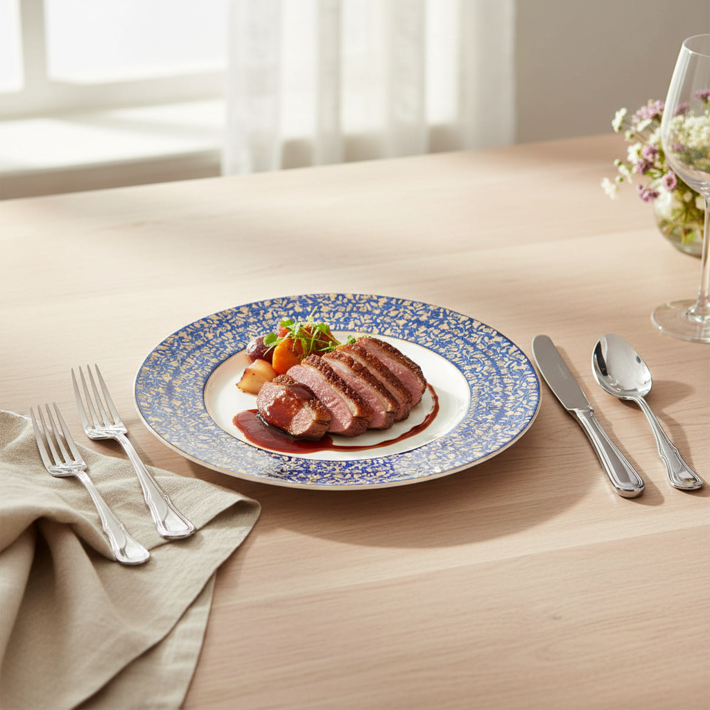 Vignes Blue Dinner Plate - Lifestyle