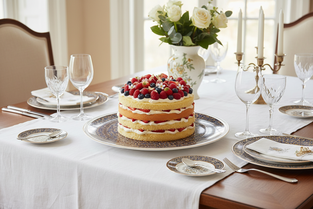 Vignes Round Cake Platter - Ambientada