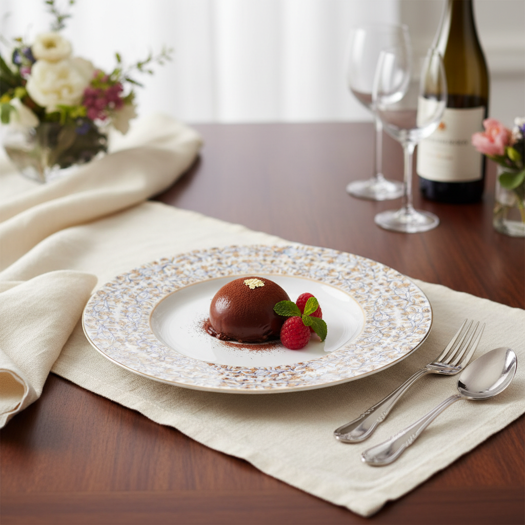 Vignes White Dessert Plate - Lifestyle