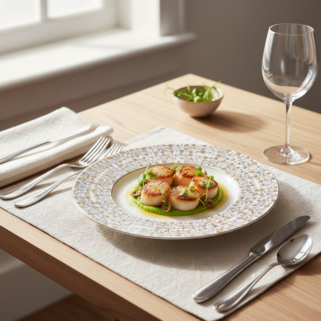 Vignes White Dinner Plate - Lifestyle
