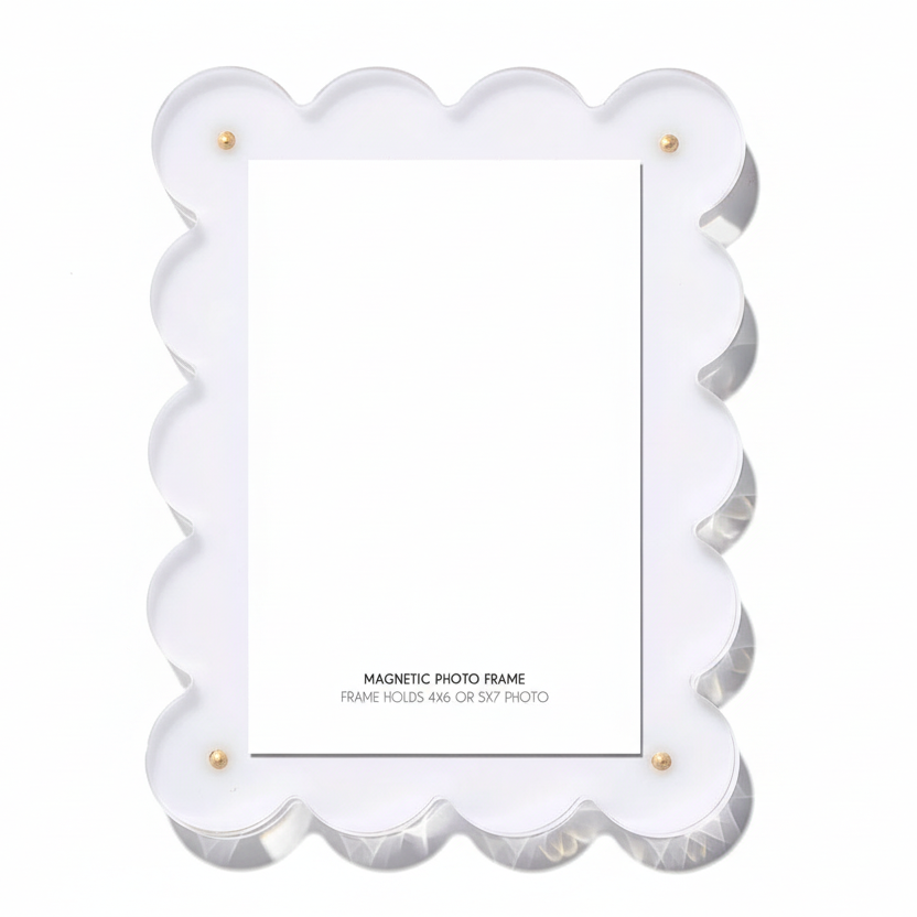 White Acrylic Picture Frame con fondo blanco