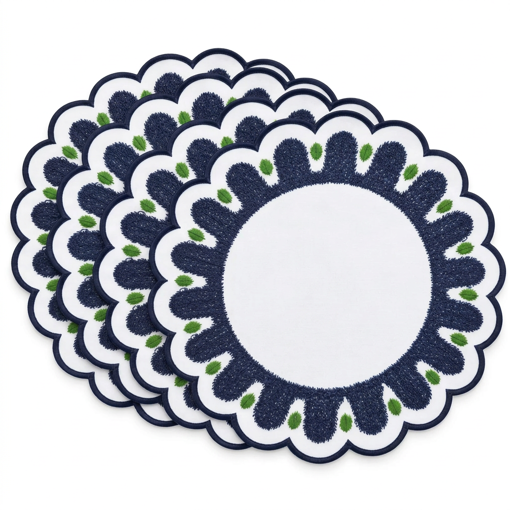 Willow Navy, set de cuatro sobre fondo blanco