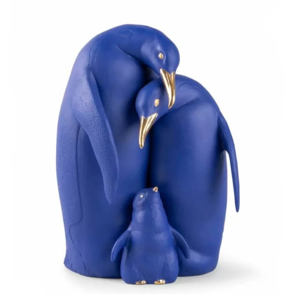 Blue / Gold - Penguin family Sculpture