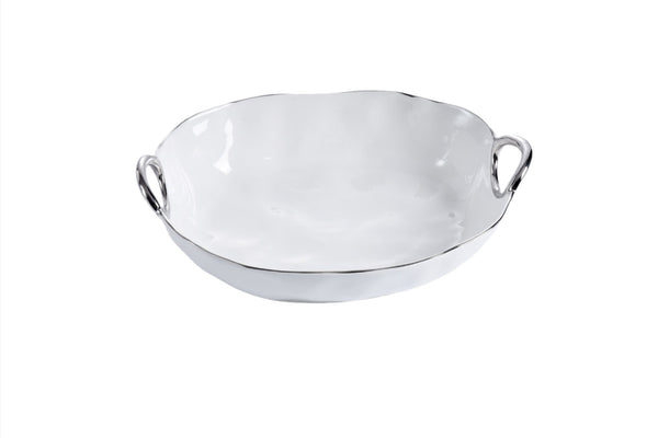 Handles with Style - White and Silver - Deep Oval Server