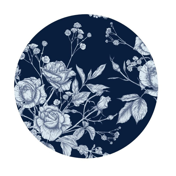 Flowers - Blue with Dark Round Insert (Set of 8)
