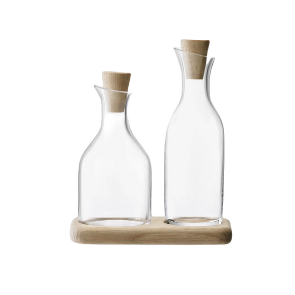 Serve - Oil & Vinegar Set & Oak Base