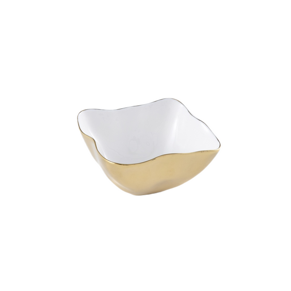 Moonlight - White and Gold - Square Snack Bowl