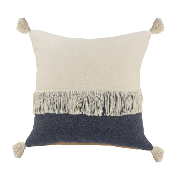 Fringe Festival Blue Color Block Throw Pillow  Square