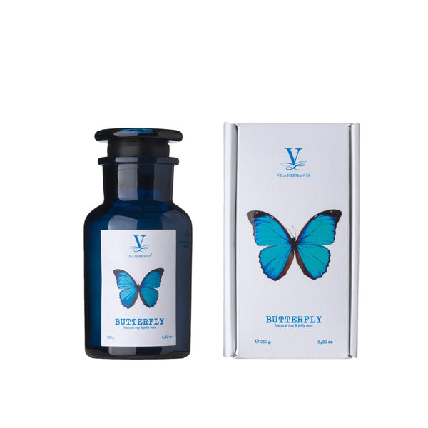 Talisman - Butterfly Candle in blue bottle 250