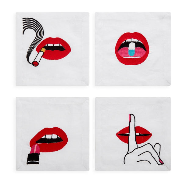Lips Cocktail Napkins - (Set of 4)
